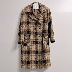 Vintage 1970s tartan woven double breasted coat Sz M